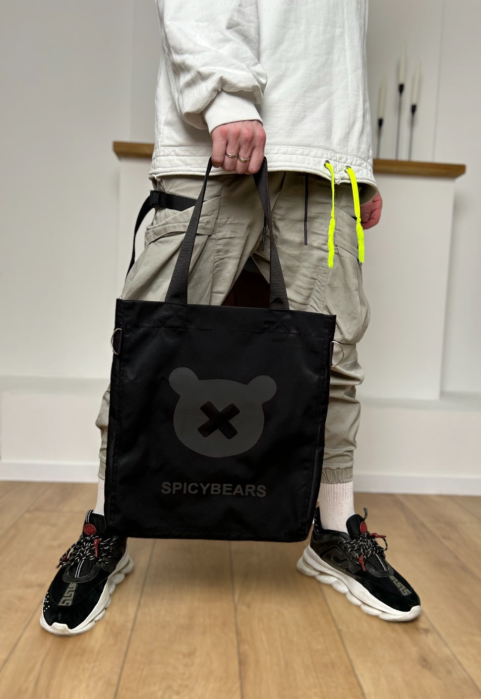 SPICYBEARS Logo Tote | Total Black | Reflective - SPICYBEARS