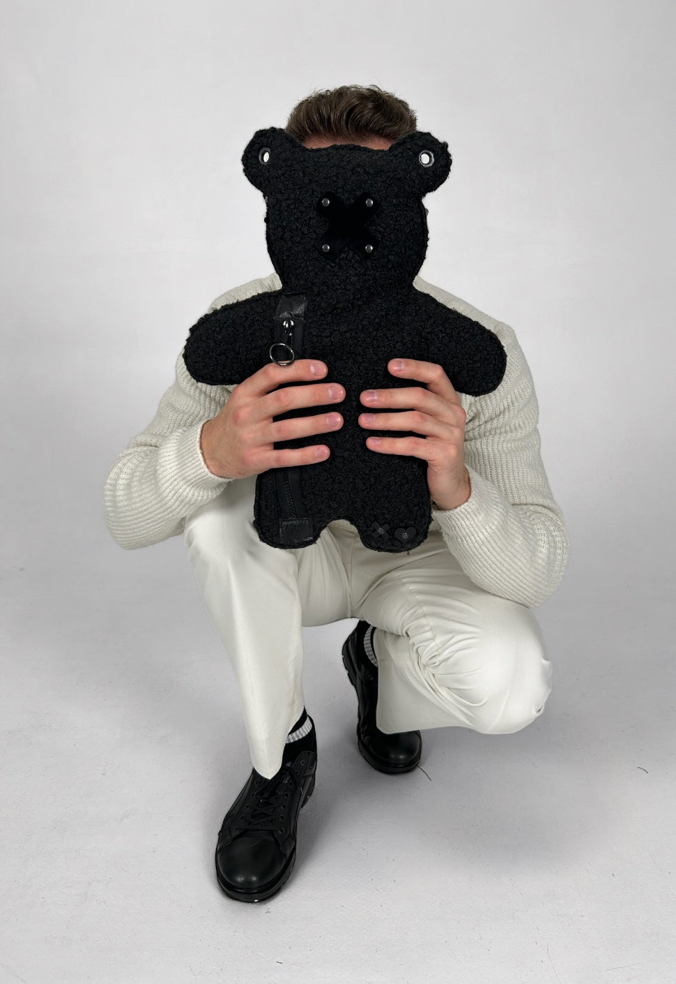 BLACK CUB | Black Bouclé | Black Acrylic Bear Bag - SPICYBEARS