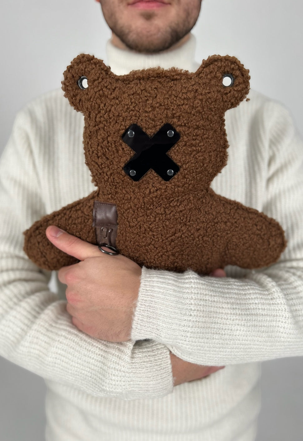 GRIZZLY | Brown Bouclé | Black Acrylic Bear Bag - SPICYBEARS