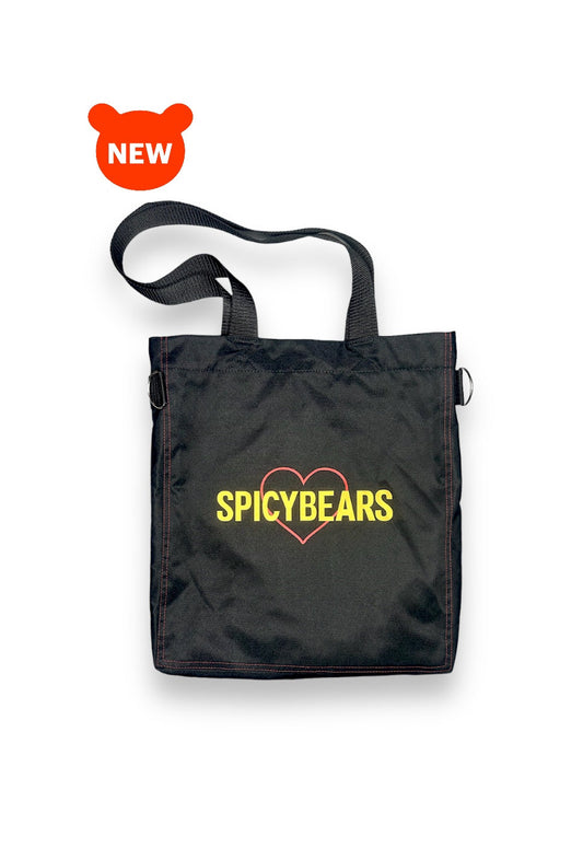 SPICYBEARS Tote | Black | Gold | Red Heart